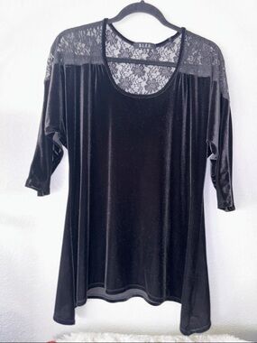 B.L.E.U. Black Velvet Lace Yoke Tunic